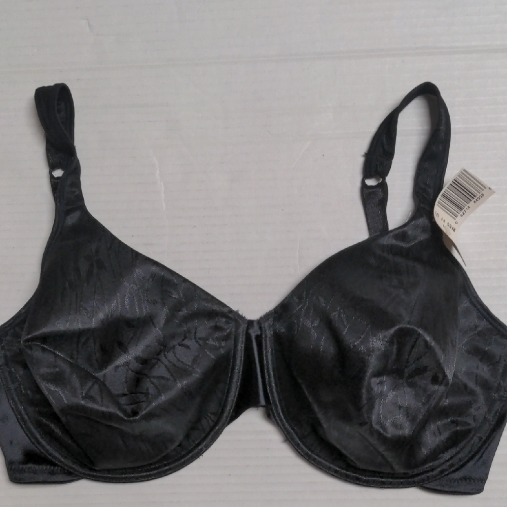 Playtex Vintage Style 7531 Black Satin Embossed Underwire Bra NWT 40DD